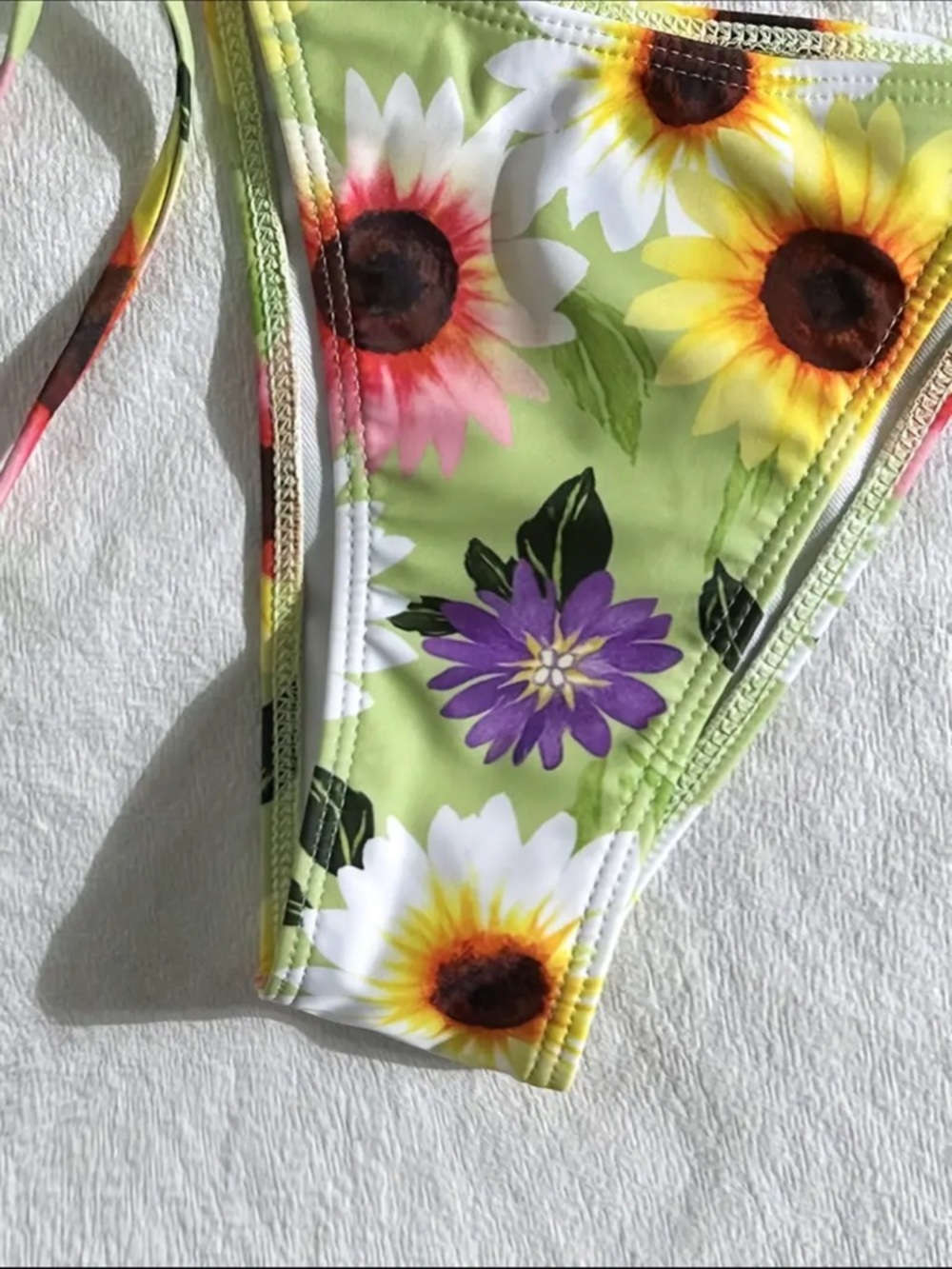 Floral Sunflower Halter Side Tie Bikini Set - Picture 7 of 9